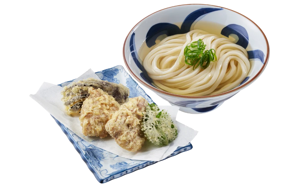 骨付き鳥っぽい味のかしわ天かけ・ざる・ぶっかけ