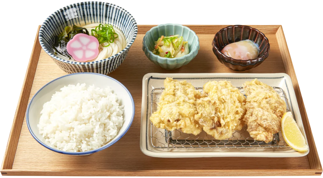 黒胡椒かしわ天定食